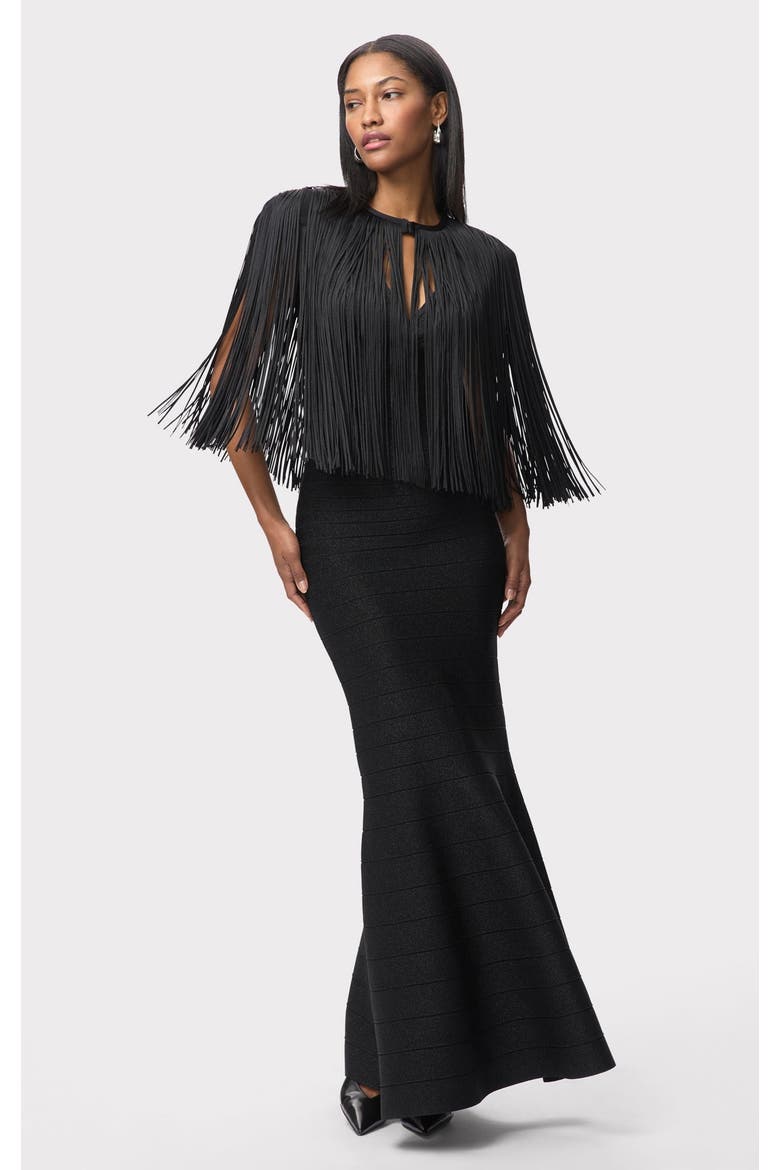 Icon Fringe Cape, Alternate, color, BLACK