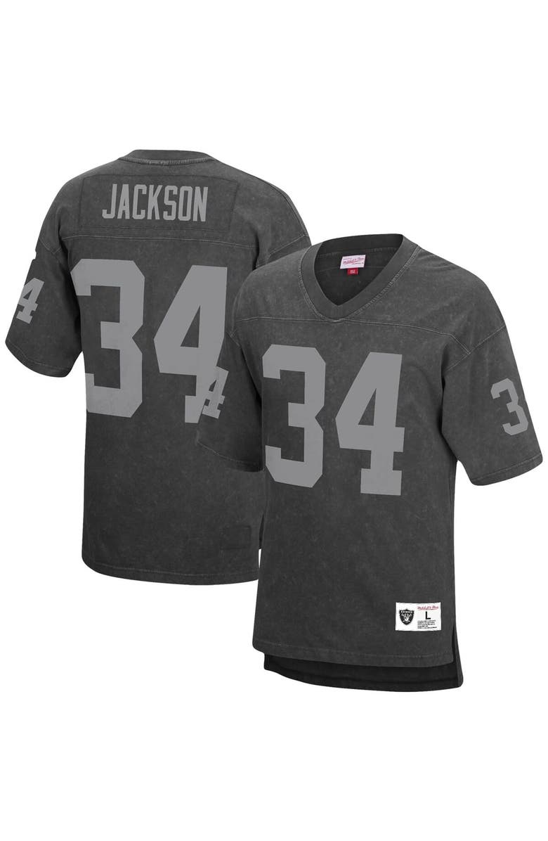 Mitchell & Ness Men's Mitchell & Ness Bo Jackson Black Los Angeles Raiders Retired Player Name & Number Acid Wash Top, Main, color, 