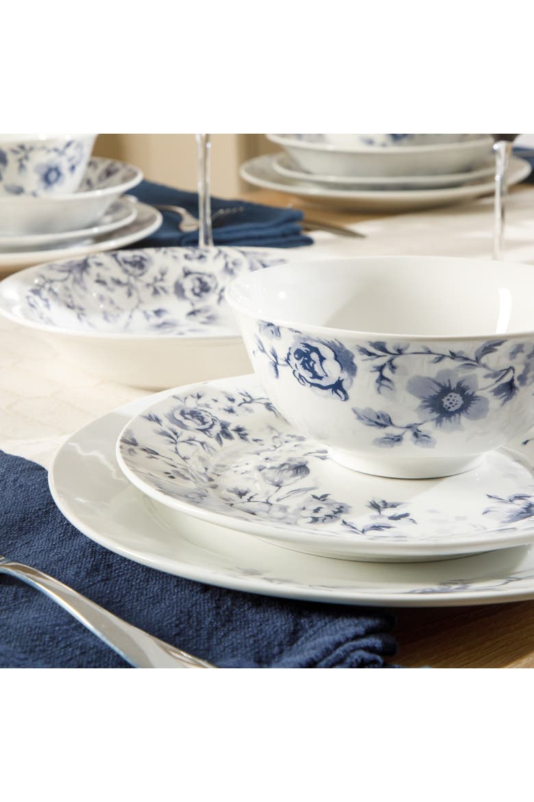 16 Piece Decorated Ceramic Dinnerware Set, Alternate, color, Blue/White
