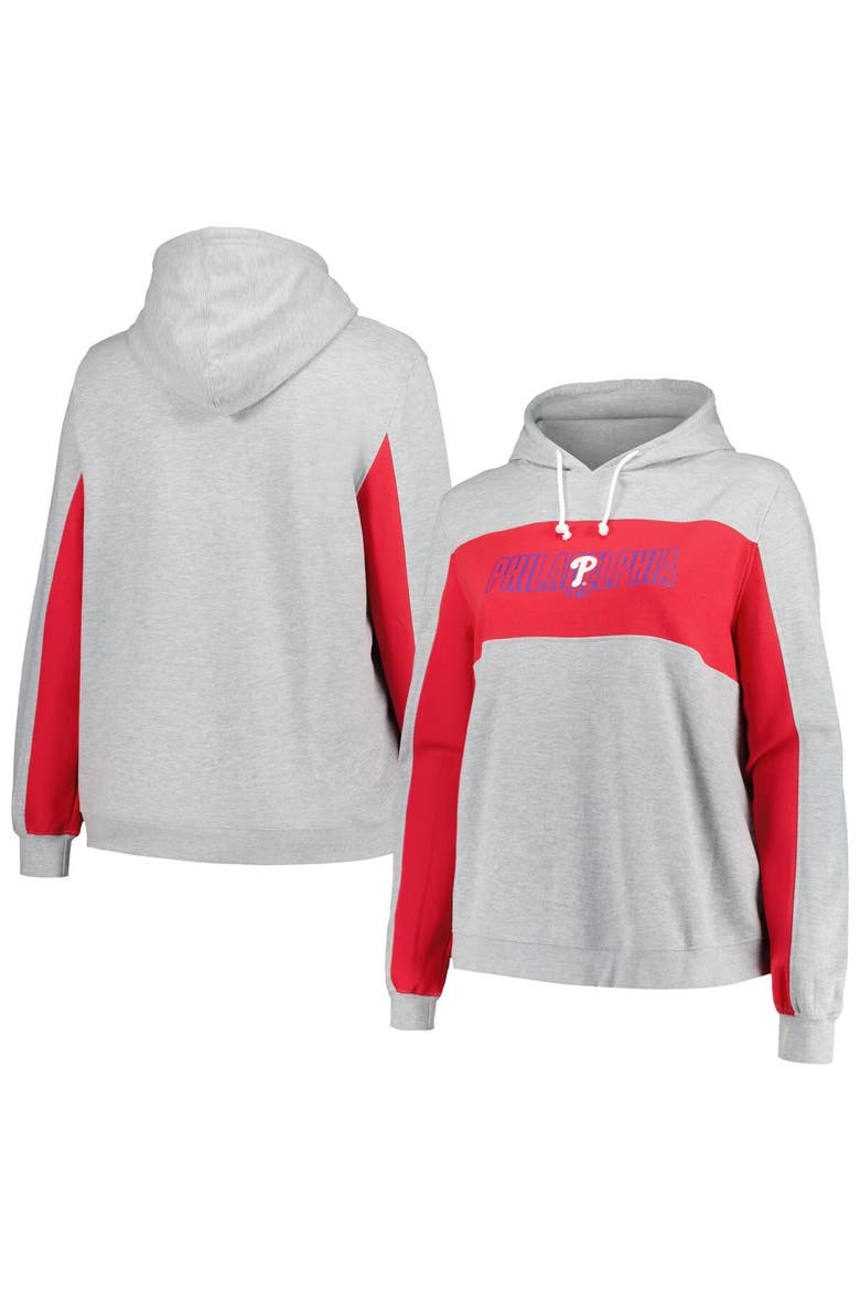 Women's Profile Heather Gray Philadelphia Phillies Plus Size Pullover Jersey Hoodie, Main, color, Heather Gray