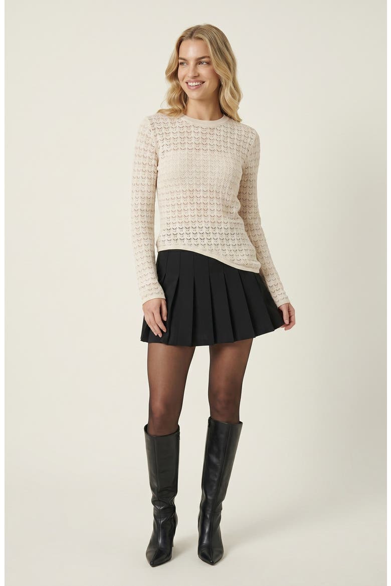 Textured Sheer Knit Top, Alternate, color, Ivory