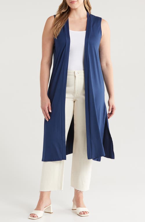 24seven Comfort Apparel Open Front Long Vest in Navy  product