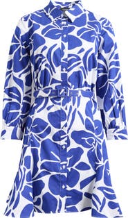 CeCe Belted Long Sleeve Cotton Shirtdress