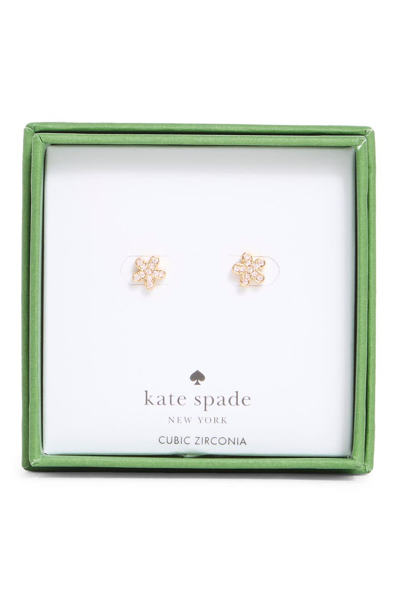 pavè flower mini stud earrings, Main, color, PINK / GOLD
