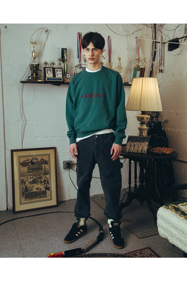 Quartier Hunter Green Loopback Cotton Crewneck Sweatshirt, Alternate, color, Hunter Green