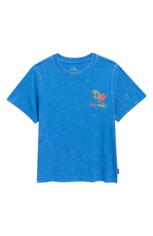 Rip Curl Kids' Surf Check Wash Embroidered Cotton T-shirt In Blue