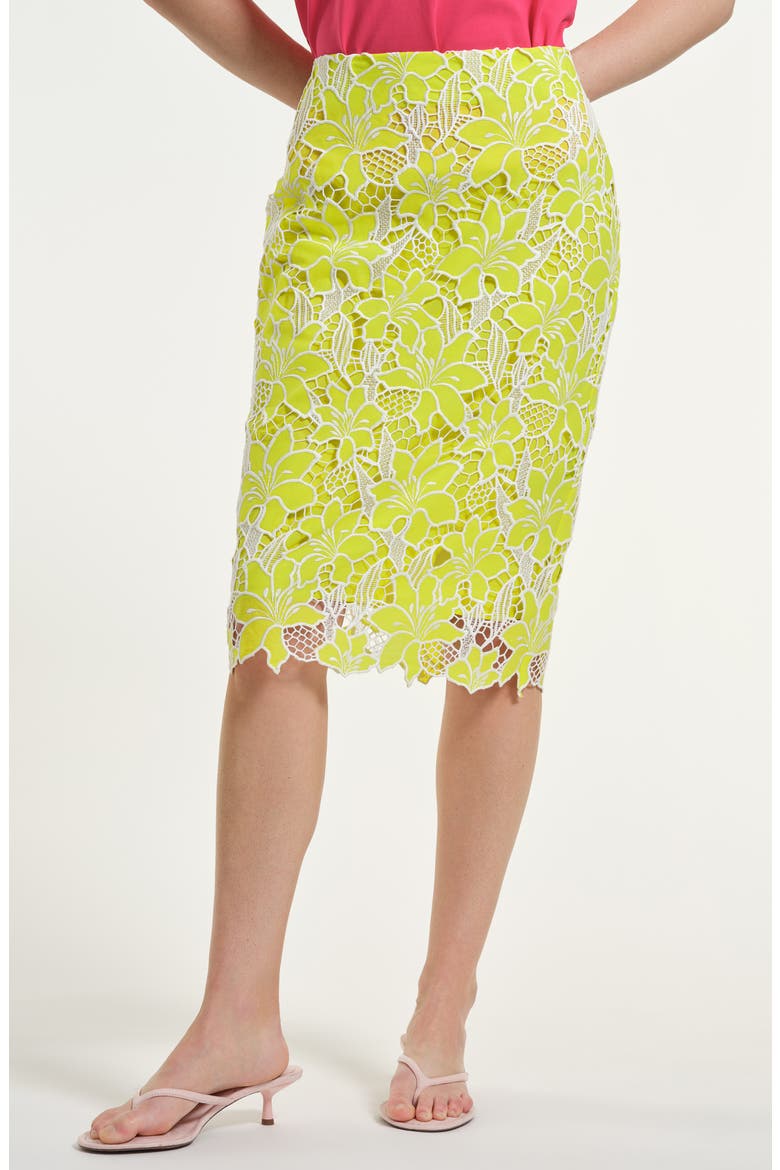 Floral Embroidered Eyelet Skirt, Main, color, LIME