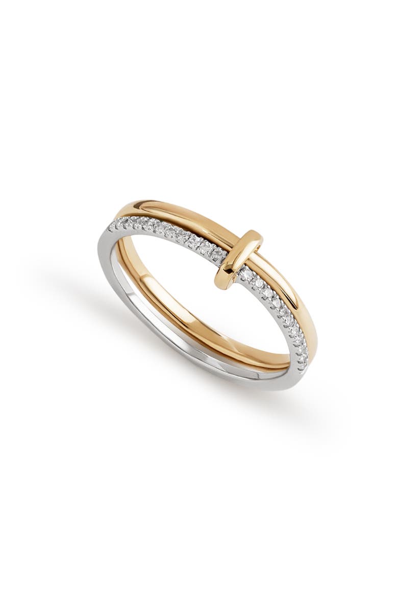 Solid Yellow Gold - Duo Diamond Link Ring, Main, color, Two-Tone