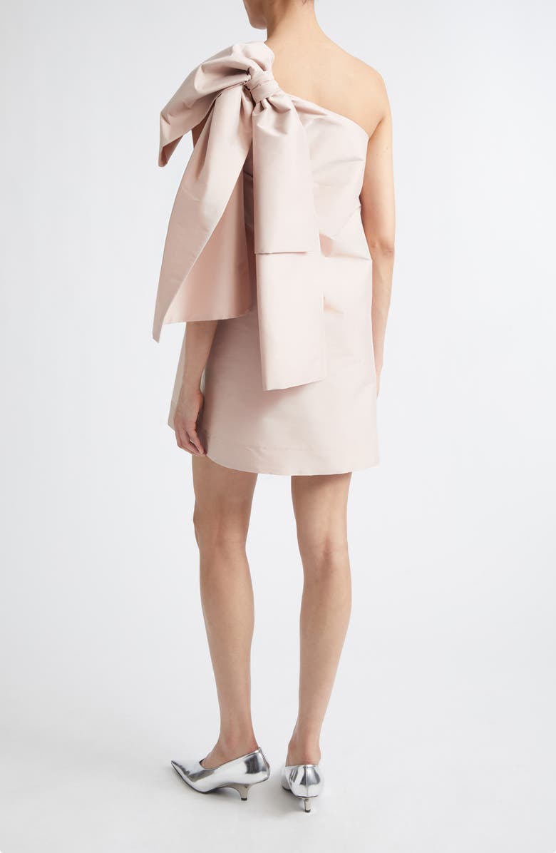 BERNADETTE Winnette Bow Detail One-Shoulder Satin Minidress, Alternate, color, Light Pink