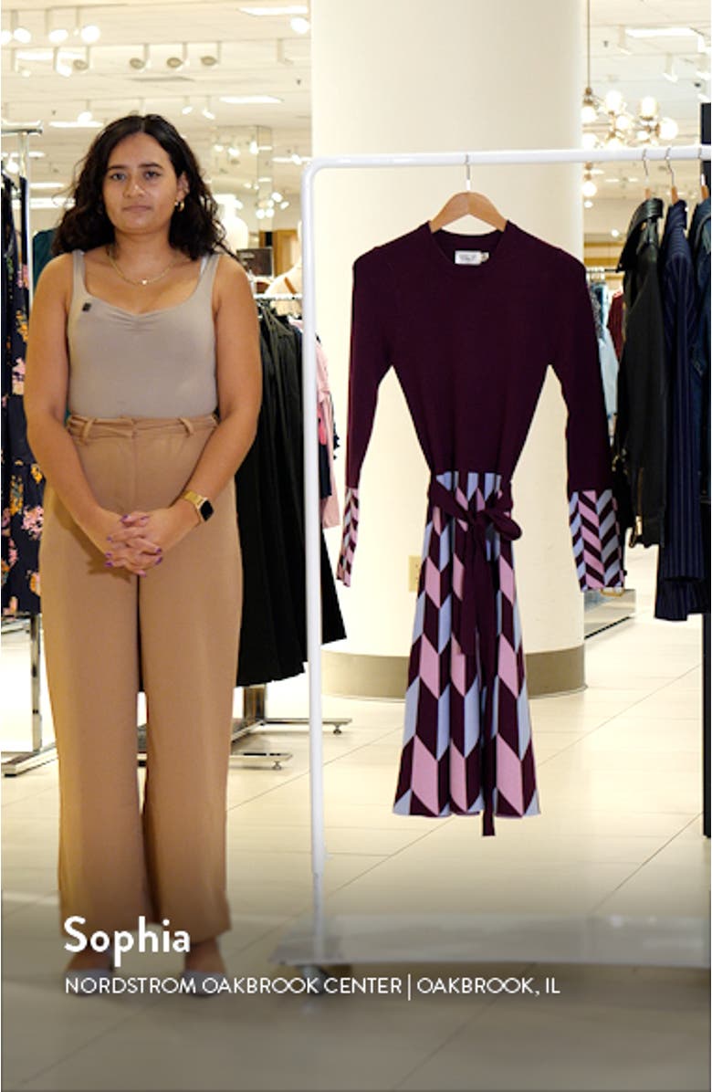 Fit & Flare Long Sleeve Sweater Dress, sales video thumbnail