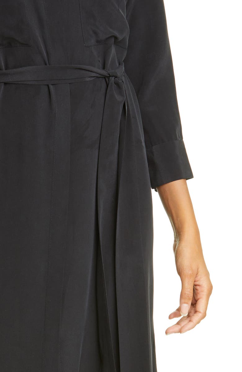 L'AGENCE Cameron Silk Shirtdress, Alternate, color, Black
