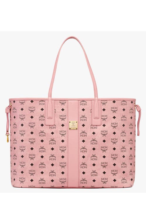 Mcm Large Liz Shopper In Visetos In Pink