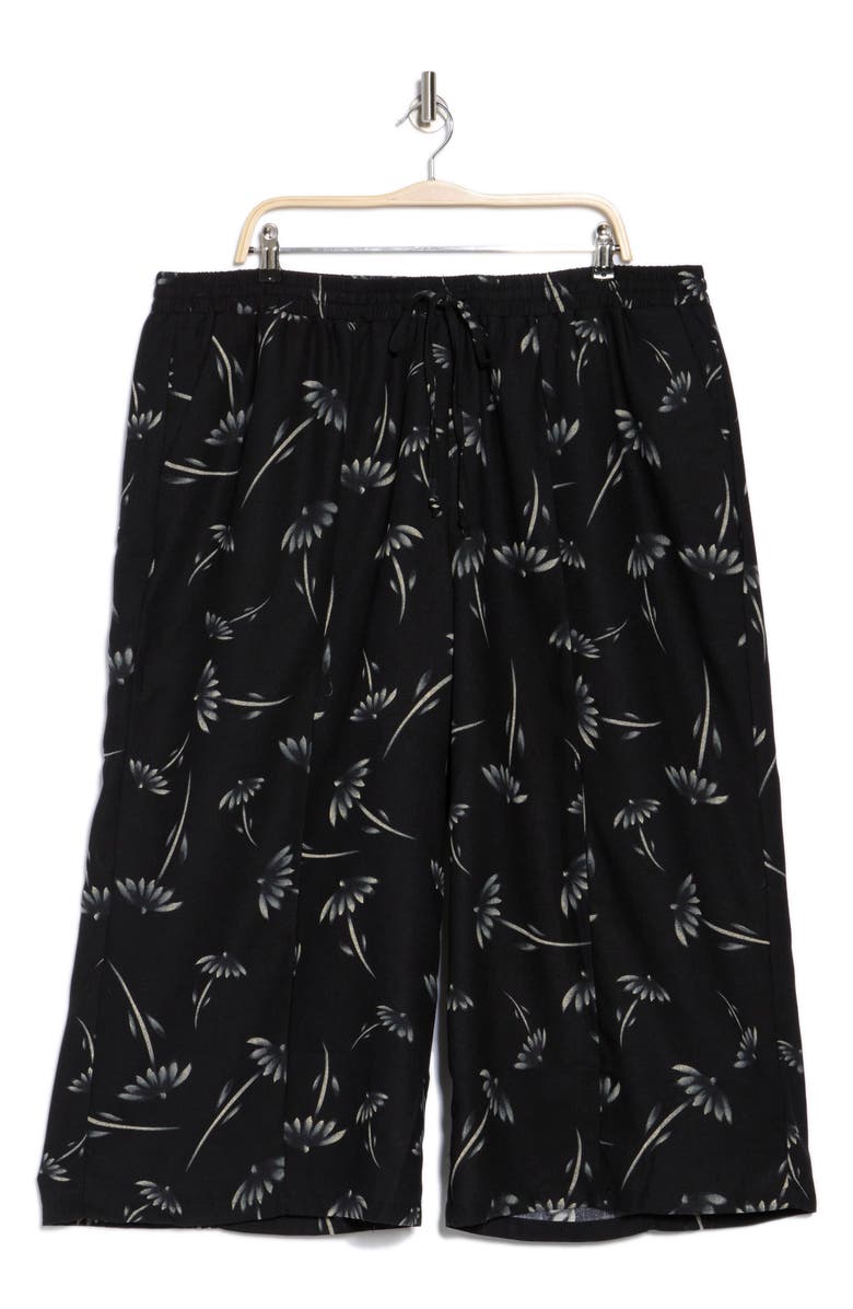 DR2 by Daniel Rainn Floral Crop Wide Leg Pull-On Pants, Alternate, color, Black