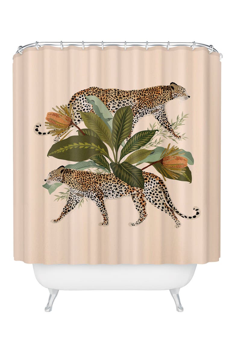 Risette Cheetah Print Light Shower Curtain, Main, color, BEIGE