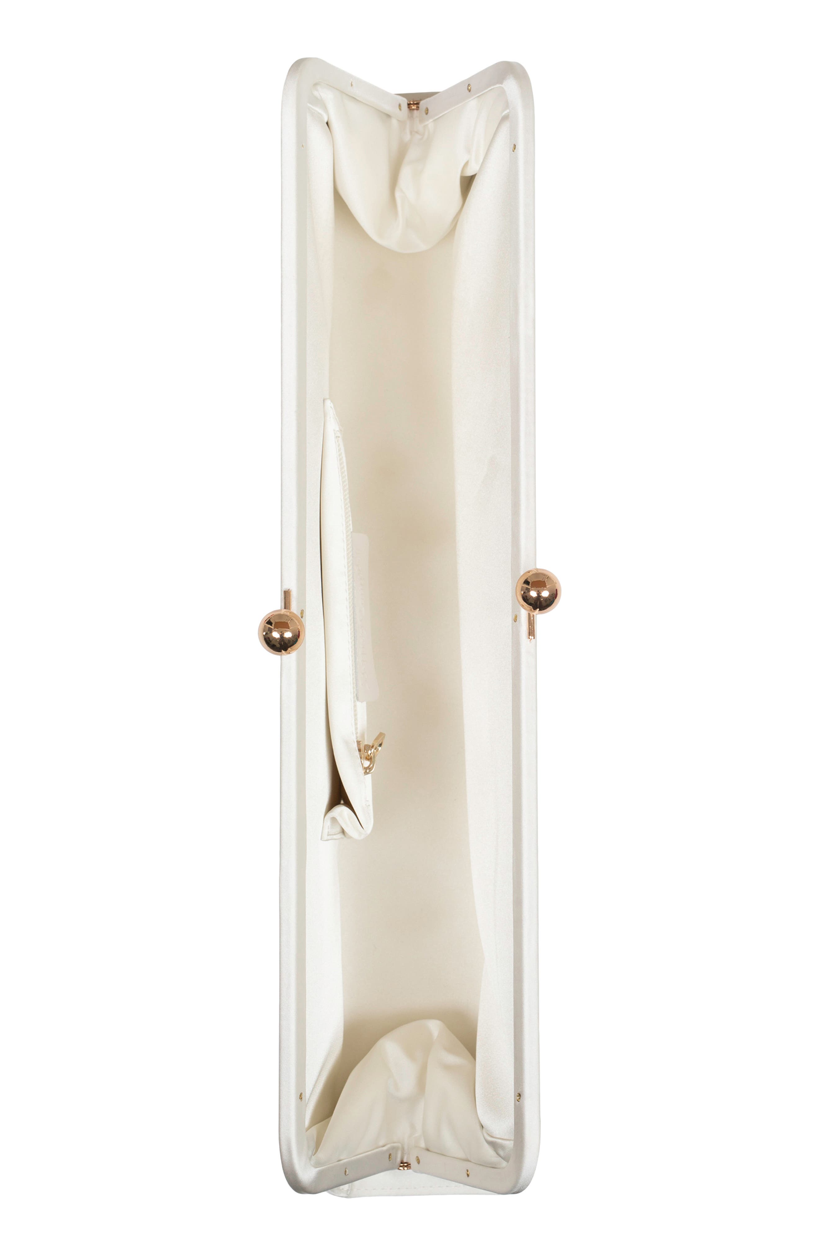 Premiere Frame Clutch, Alternate, color, WHITE SATIN