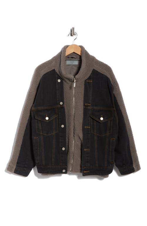 Blanknyc High Pile Fleece Trim Denim Jacket In Black