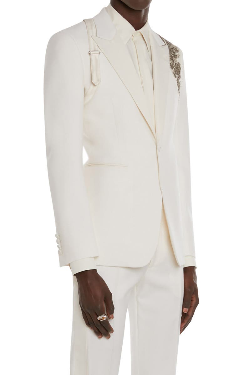 McQueen Alexander McQueen Beaded Harness Wool Tuxedo Jacket, Alternate, color,