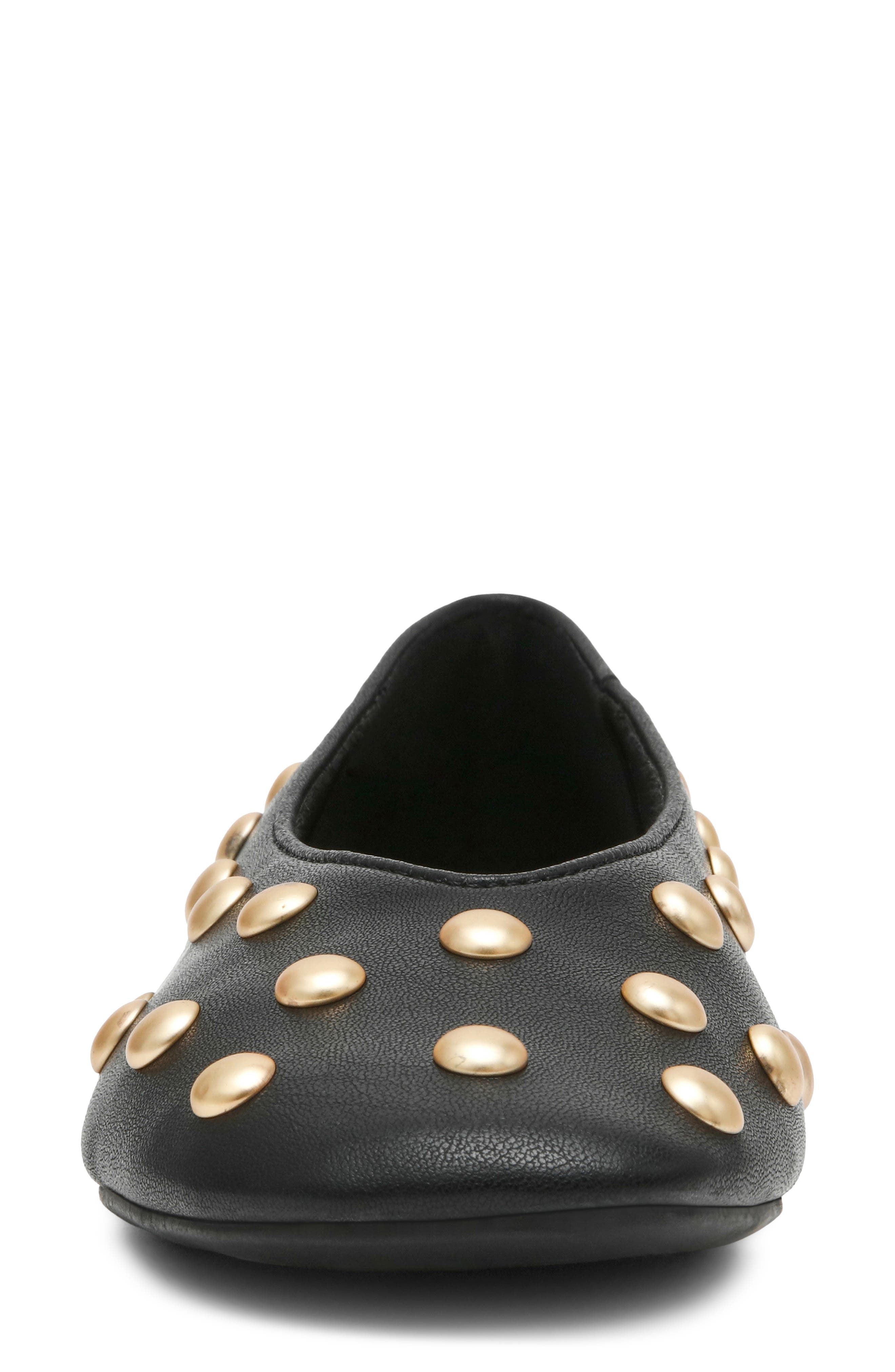 Karma Studded Flat, Alternate, color, BLACK SMOOTH