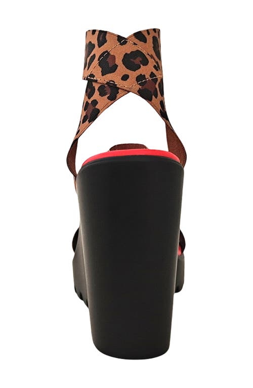 Ninety Union Paige Elastic Strap Wedge Sandal In Leopard