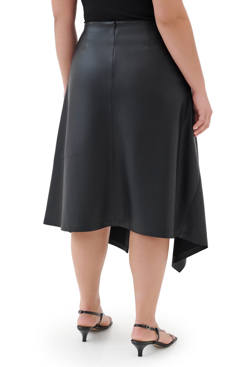 Coralie Asymmetric Hem Faux Leather Skirt, Alternate, color, BLACK