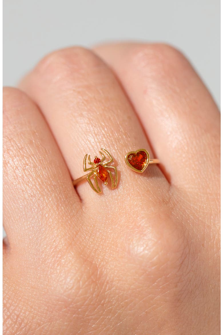 Marvel's Spider-Man Web of Love Cubic Zirconia Bypass Ring, Alternate, color, GOLD