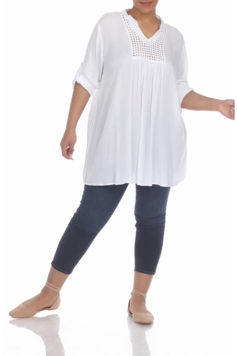Crochet Trim Cover-Up Dress, Alternate, color, WHITE