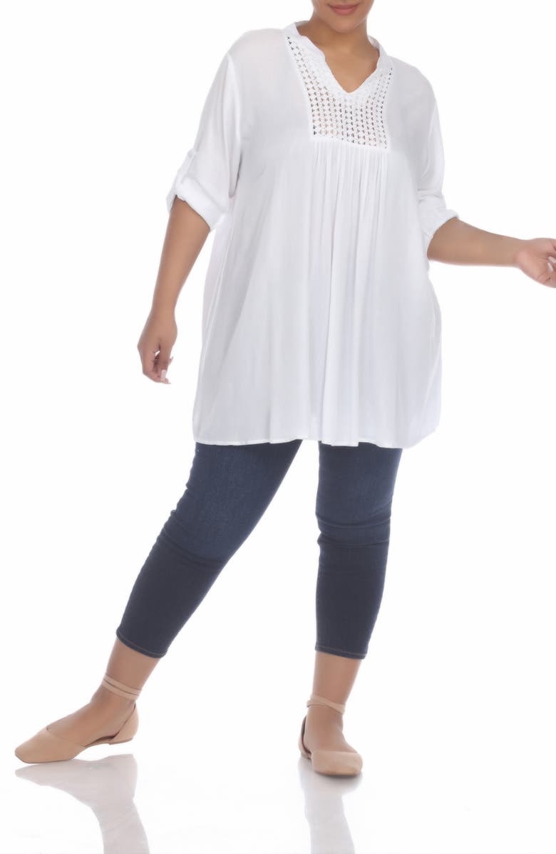 BOHO ME Crochet Trim Cover-Up Dress, Alternate, color, White