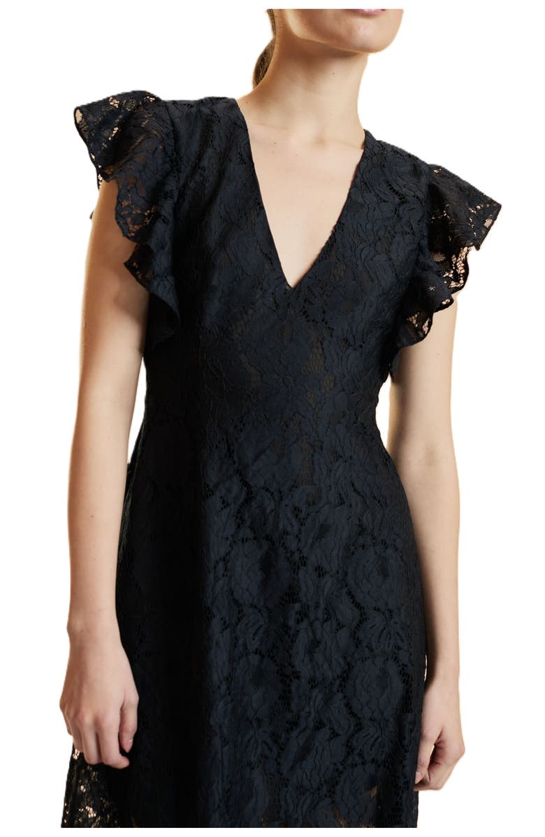 Cynthia Rowley Lace Midi Dress, Alternate, color, Black