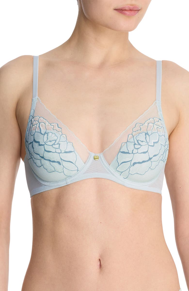 Natori Flora Underwire Contour Bra, Main, color, Minty/ Ocean Storm