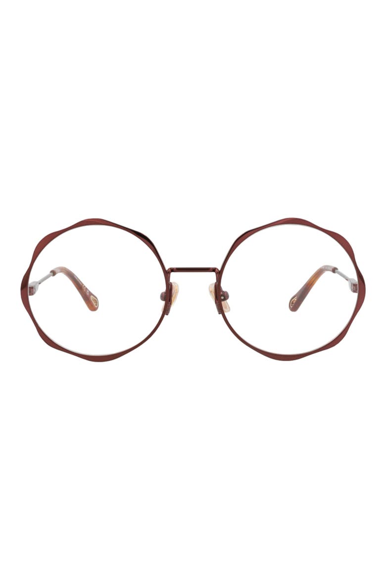 56mm Round Optical Glasses, Main, color, BROWN BROWN TRANSPARENT