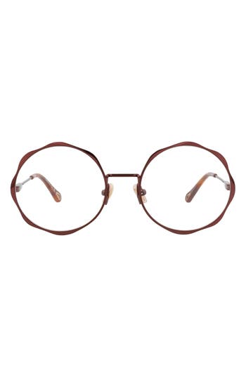 Chloé 56mm Round Optical Glasses In Burgundy