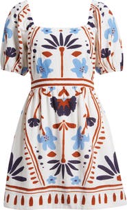 Cleobella Mariana Mixed Print Cotton & Linen Minidress