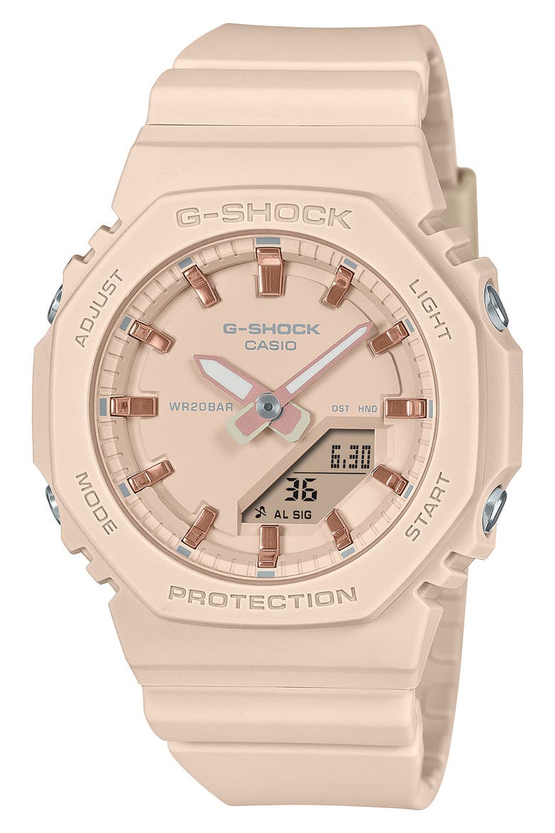 GMAP2100 Analog-Digital Resin Strap Watch, 40.2mm, Main, color, PINK