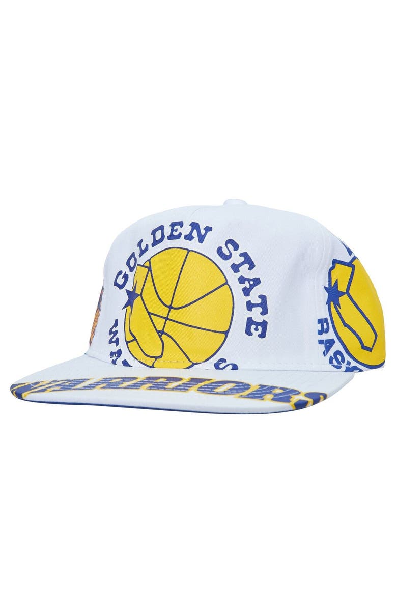 Mitchell & Ness Men's Mitchell & Ness  White Golden State Warriors Hardwood Classics In Your Face Deadstock Snapback Hat, Main, color, 