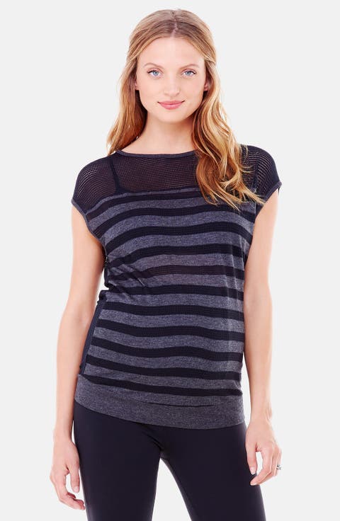 Ingrid & Isabel® Stripe Mesh Maternity Top
