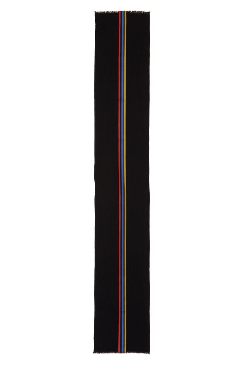 Stripe Wool Blend Scarf, Alternate, color, BLACK