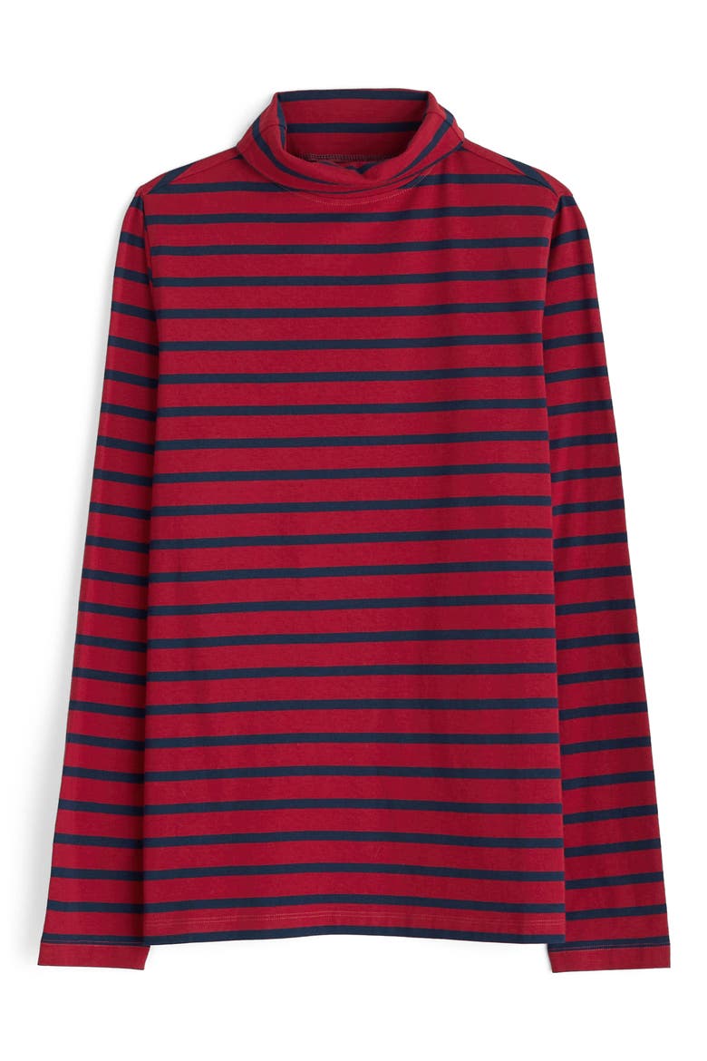Landing Stripe Turtleneck Stretch Organic Cotton Top, Alternate, color, BRETON DAHLIA MARITIME