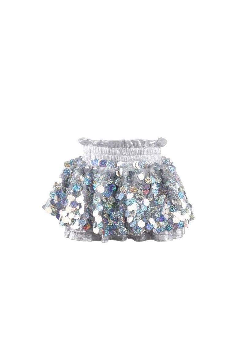 Paillette Metallic Skort, Main, color, Silver