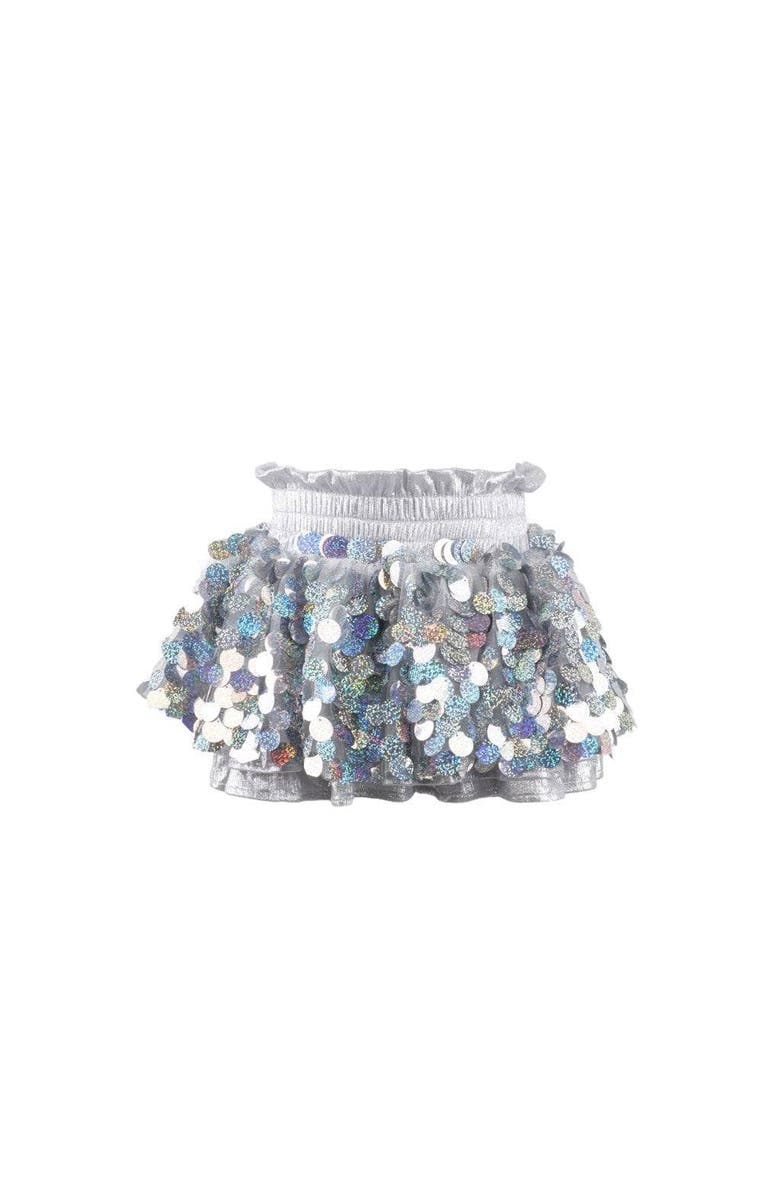 Lola + The Boys Paillette Metallic Skort, Main, color, Silver