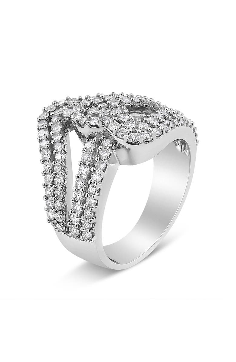 Haus of Brilliance 14K White Gold 1 1/2 Cttw Diamond Open Double Heart Bypass Ring, Alternate, color, White