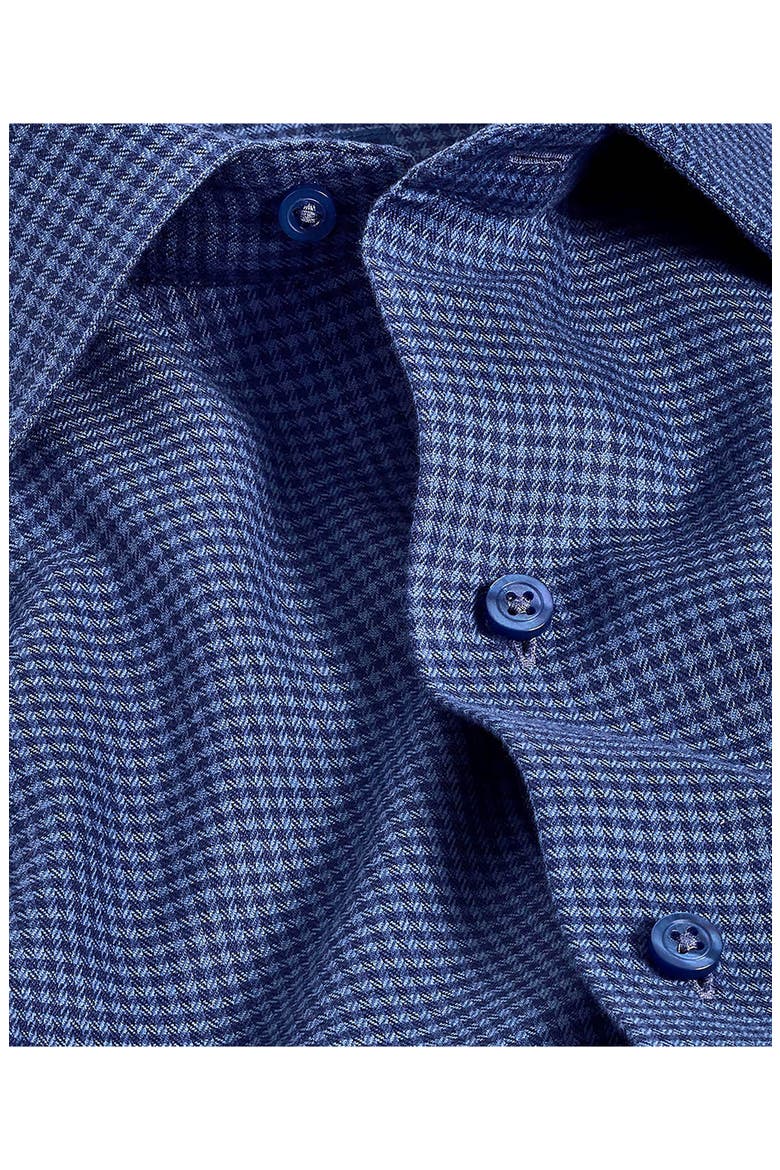 Herringbone Micro Check Print Sport Shirt, Alternate, color, NAVY