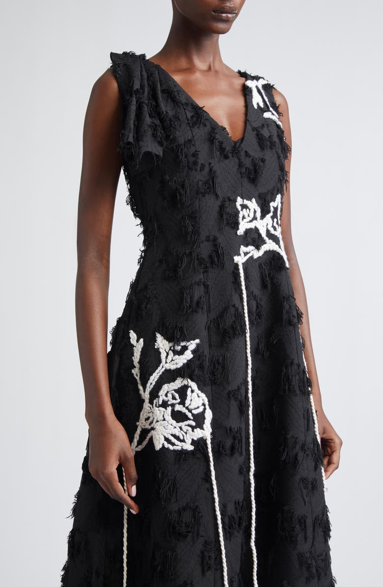 Erdem Embroidered Fil Coupé Jacquard Midi Dress, Alternate, color, Black