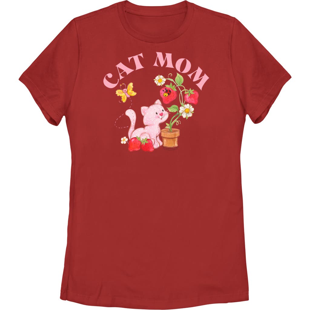 Strawberry Shortcake Cat Mom Graphic T-shirt In Red
