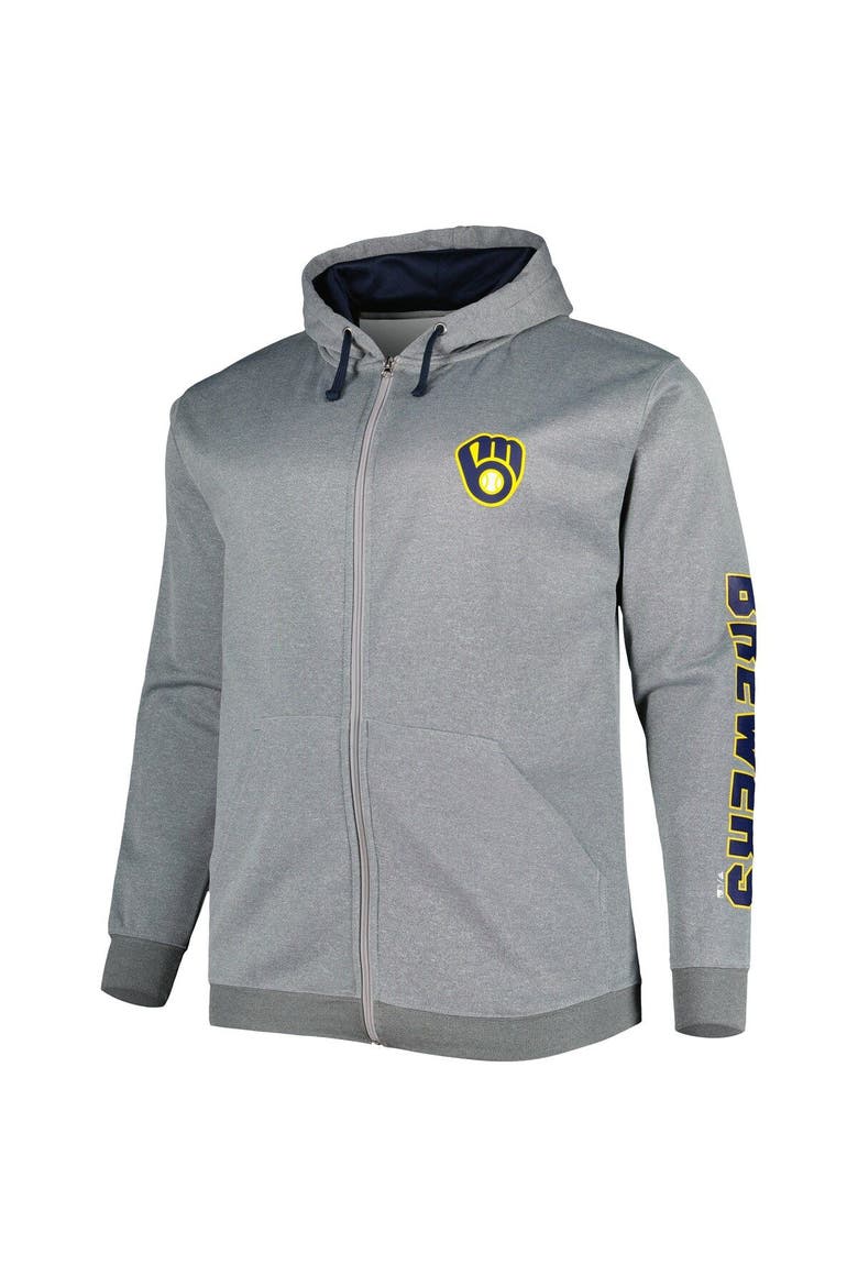 Men's Profile Ash Milwaukee Brewers Big & Tall Pullover Hoodie, Alternate, color, Ash