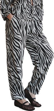 Turtledove London Organic Cotton Multicolor Zebra Streak Print Barrel Leg Trousers