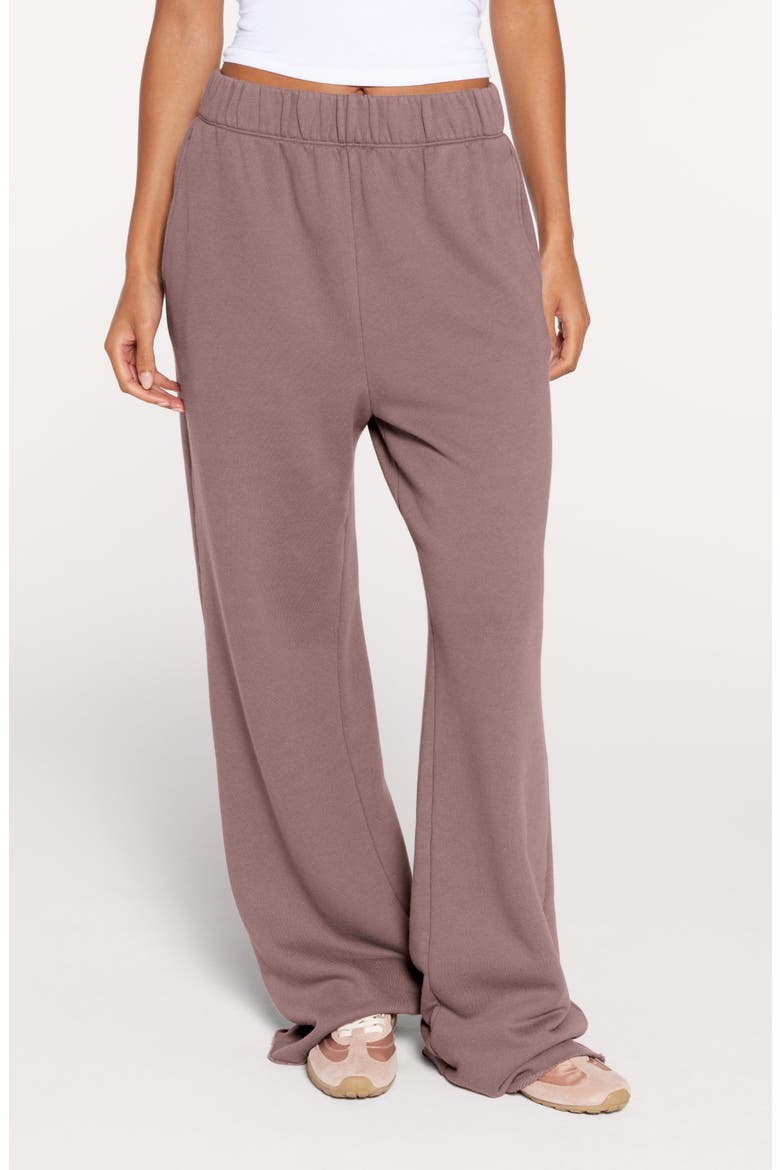Raw Hem Wide Leg Sweatpants, Main, color, COCOA