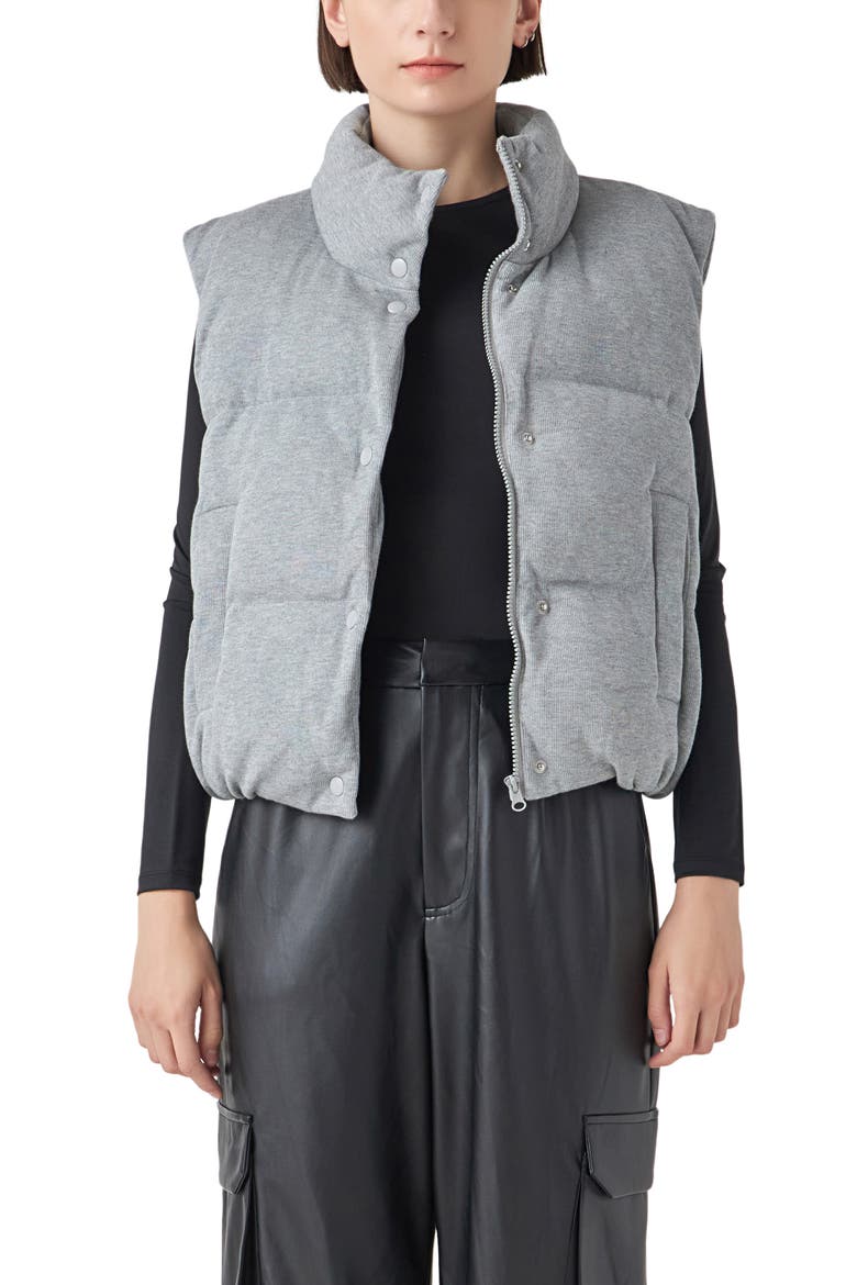 Knit Puffer Vest, Alternate, color, GREY