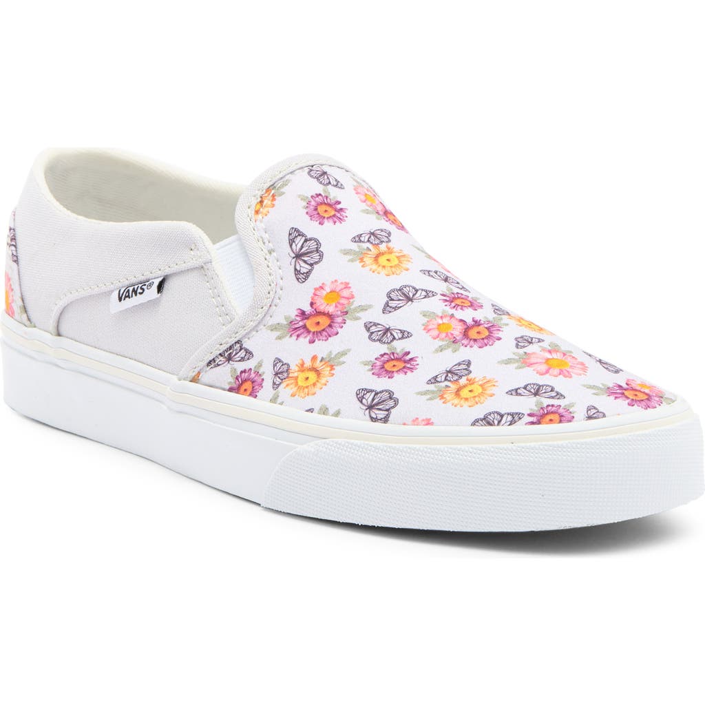 Vans Asher Butterfly Slip-on Sneaker In Butterfly Floral Blanc