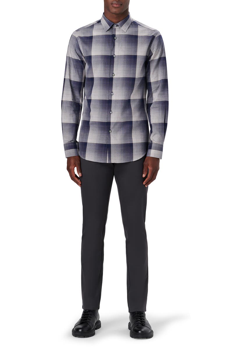 Bugatchi Julian Classic Fit Check Print Cotton Button-Up Shirt, Alternate, color,