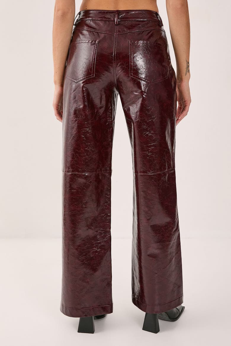 High Shine Faux Leather Slouch Pant, Alternate, color, Burgundy
